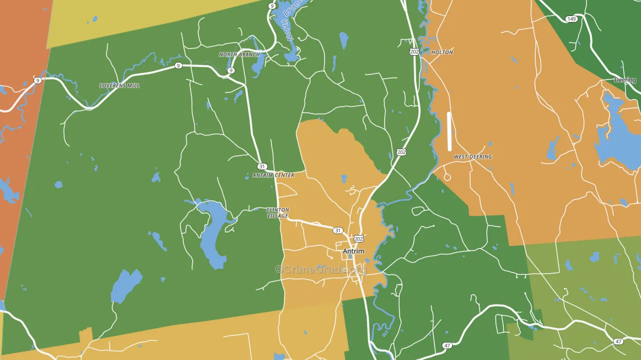 Antrim, NH Map of Arson Rates