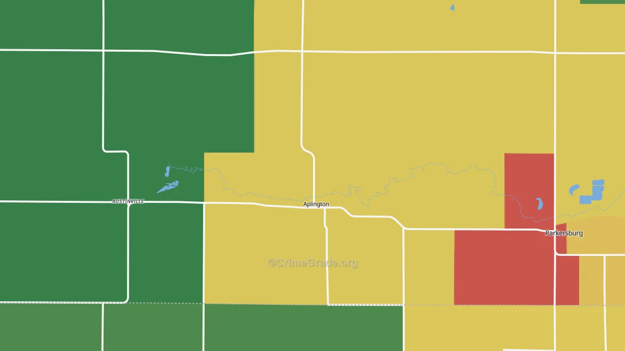 Aplington, IA Map of Arson Rates