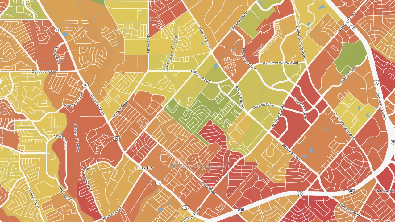 Apple Creek, San Antonio, TX Map of Arson Rates