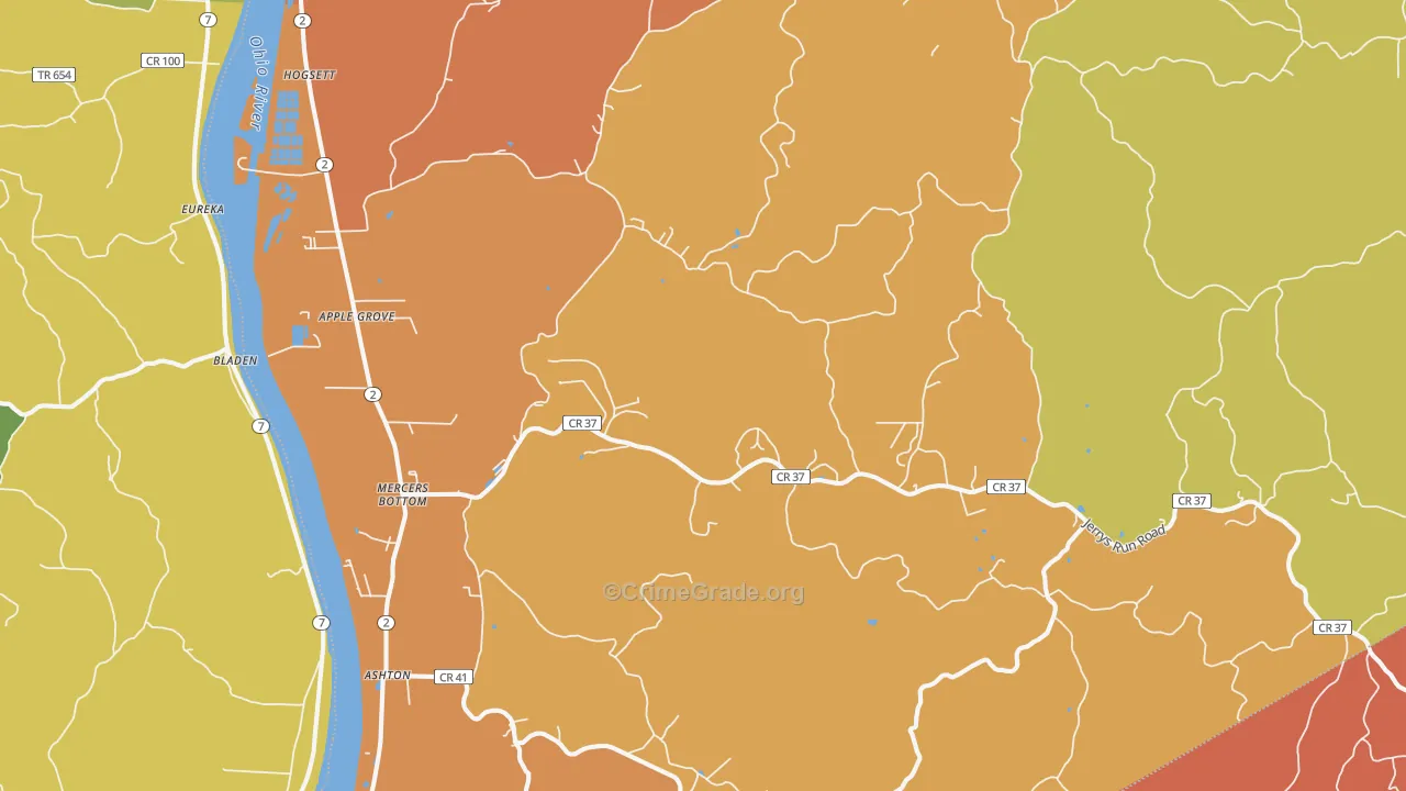 Apple Grove, WV Map of Arson Rates