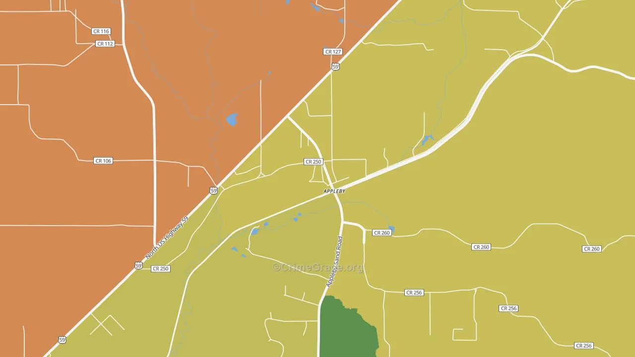 Appleby, TX Map of Arson Rates