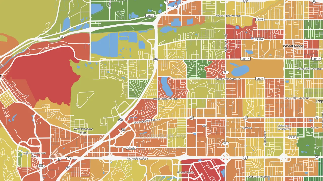 Applewood, Lakewood, CO Map of Arson Rates