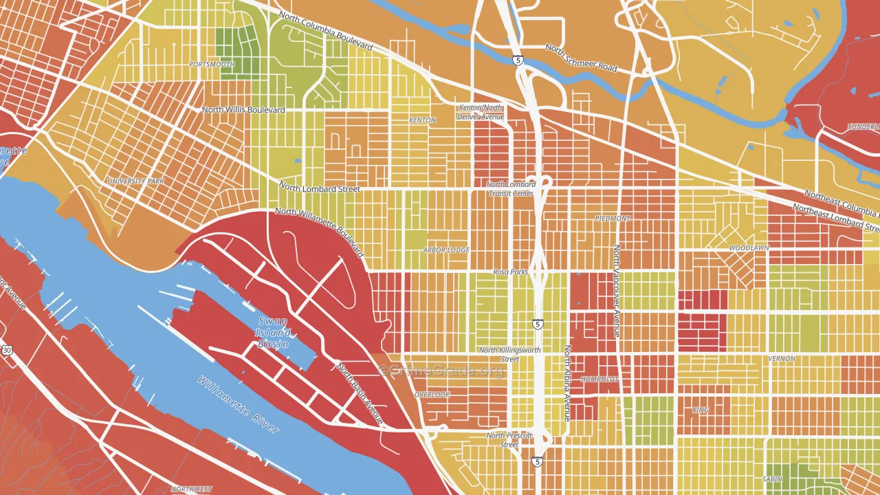 Arbor Lodge, Portland, OR Map of Arson Rates