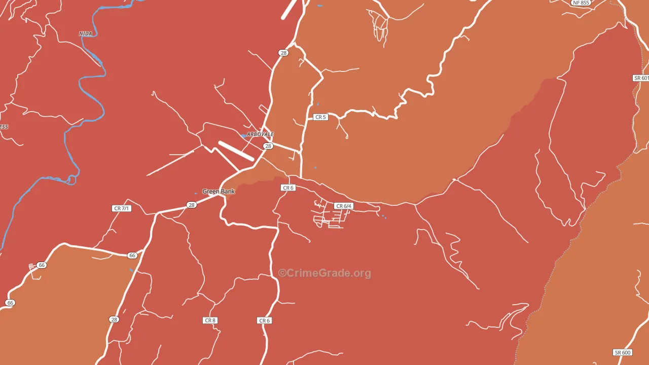 Arbovale, WV Map of Arson Rates