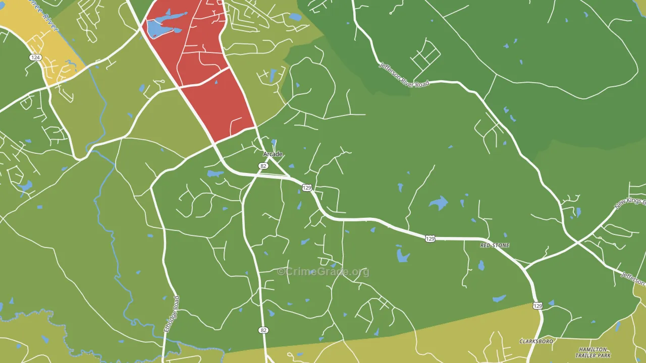 Arcade, GA Map of Arson Rates