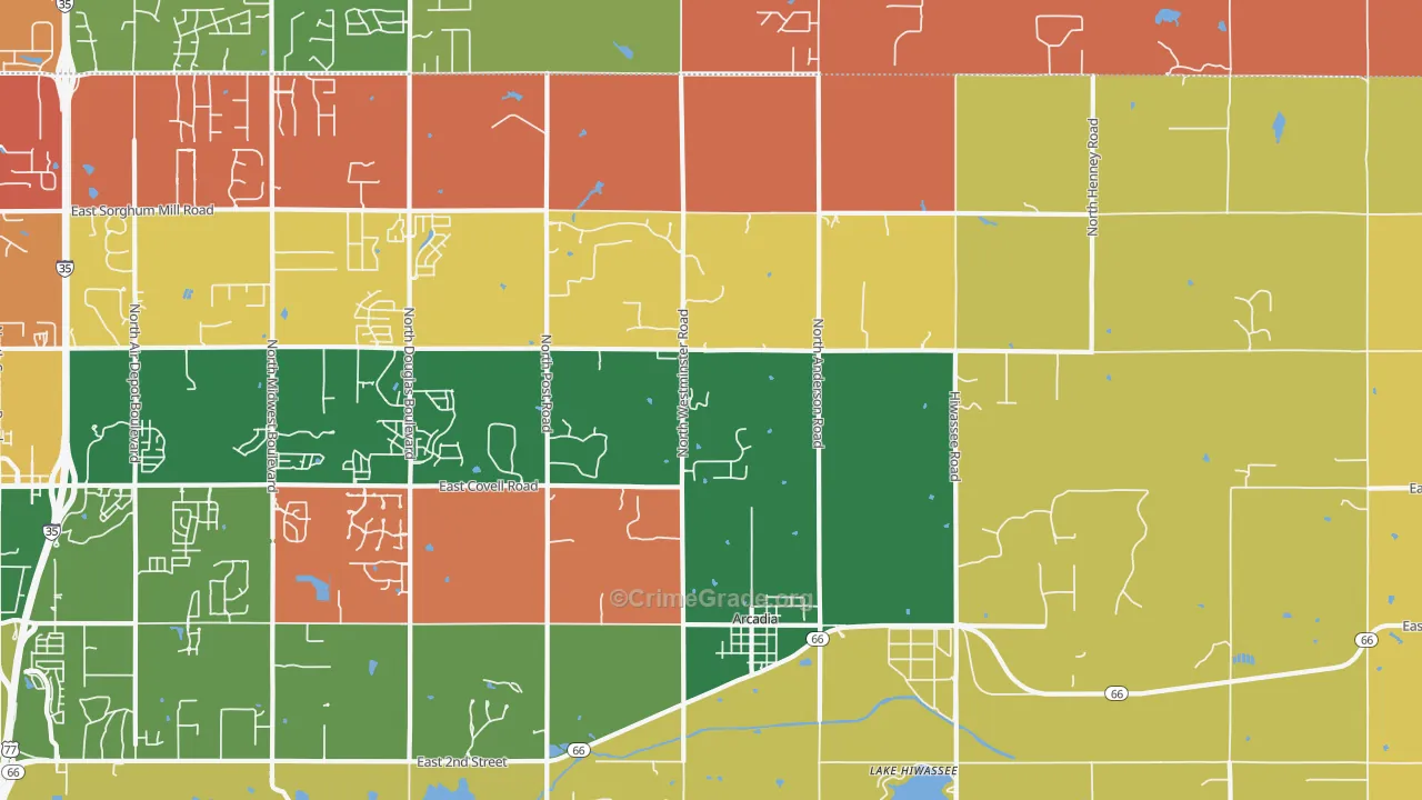 Arcadia, OK Map of Arson Rates