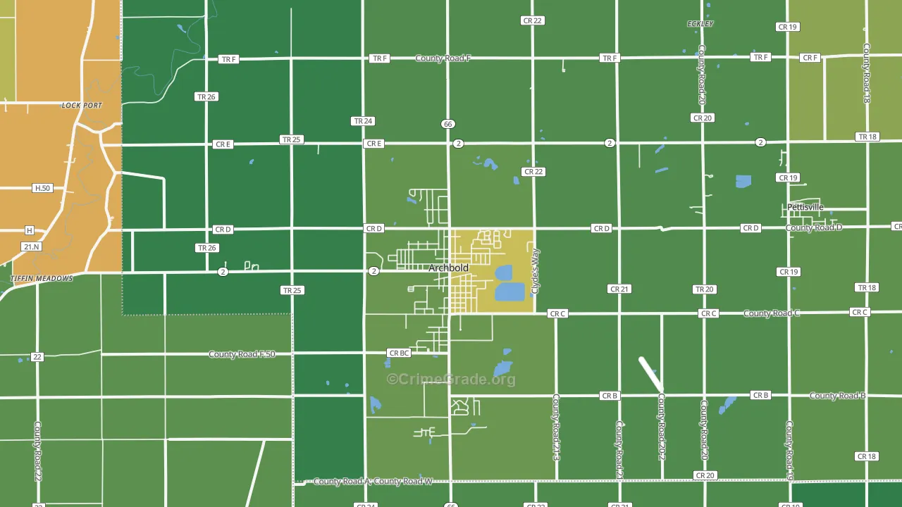 Archbold, OH Map of Arson Rates