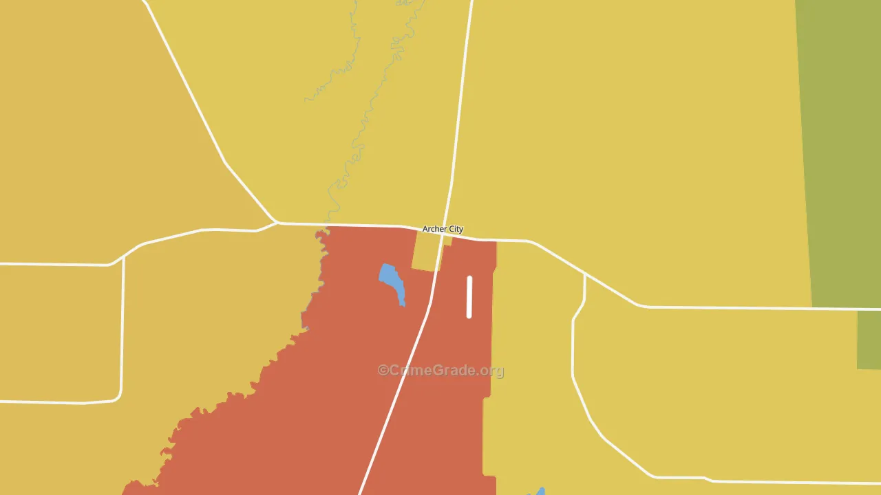 Archer City, TX Map of Arson Rates