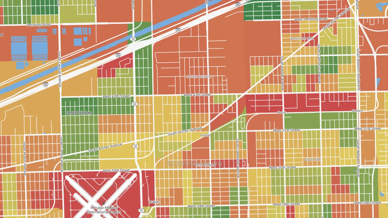 Archer Heights, Chicago, IL Map of Arson Rates