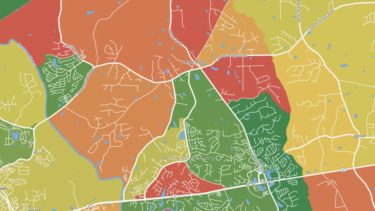 Archer Lodge, NC Map of Arson Rates