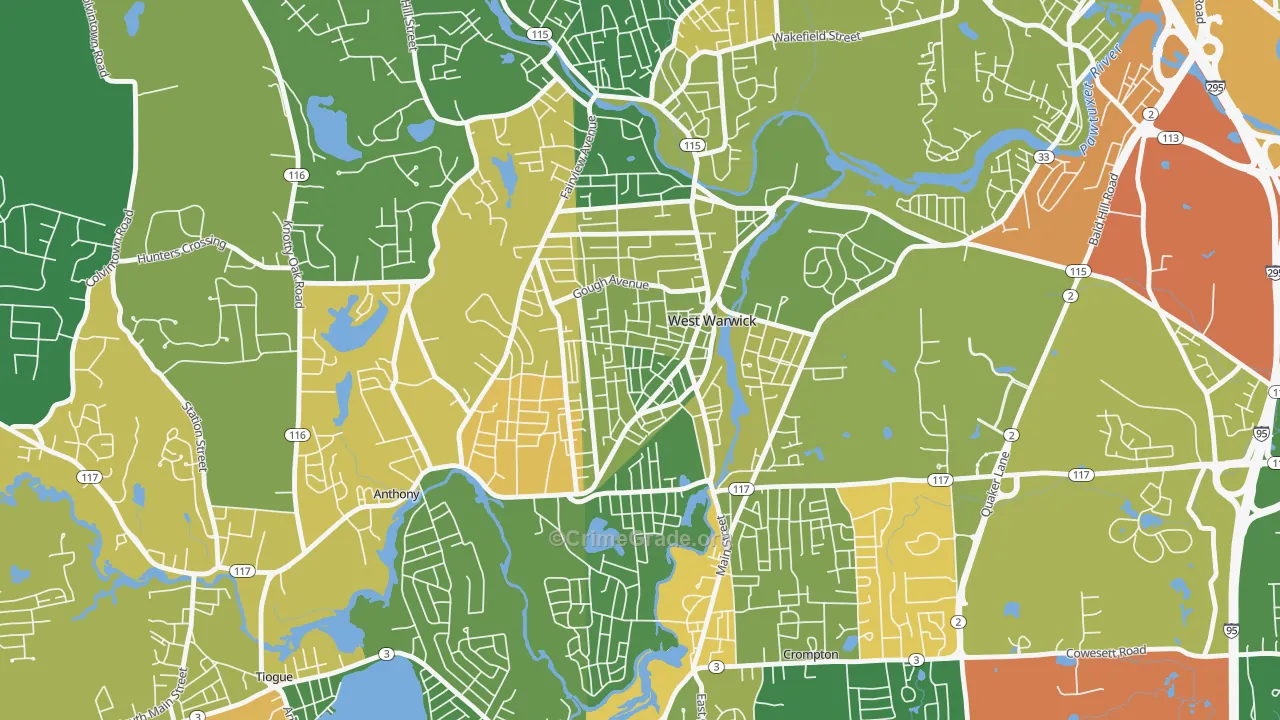 Arctic, West Warwick, RI Map of Arson Rates