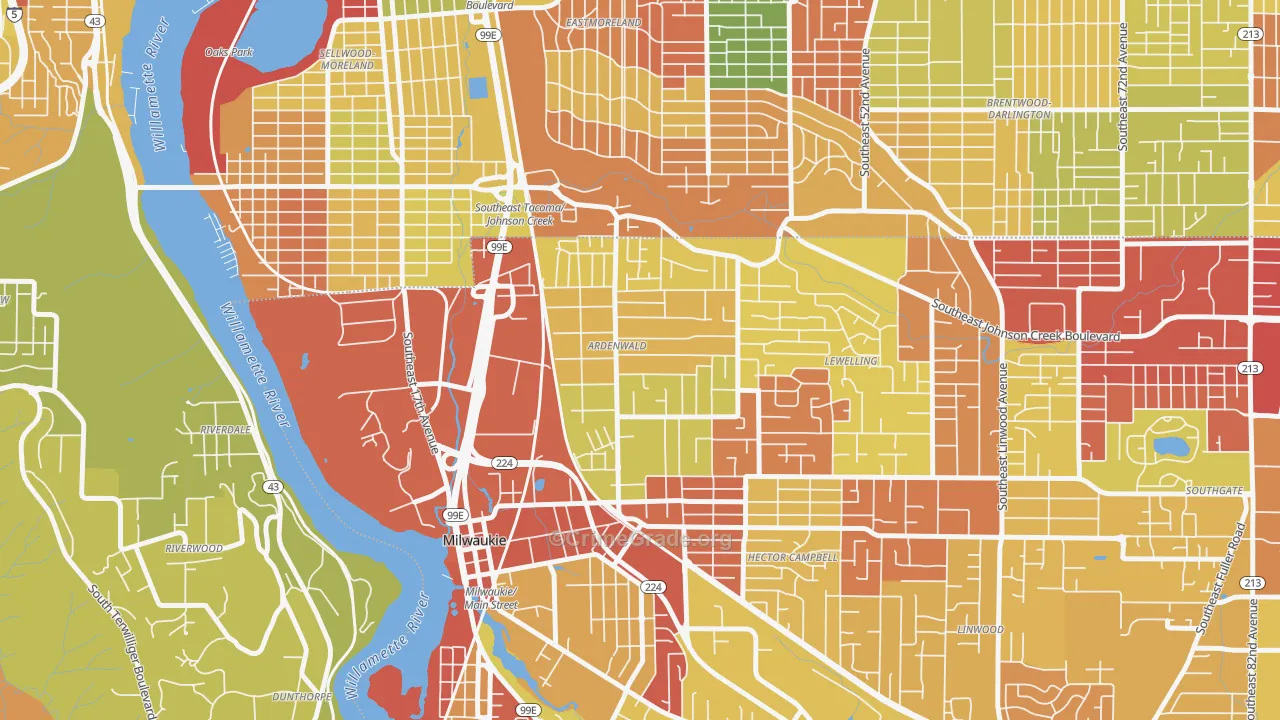 Ardenwald, Milwaukie, OR Map of Arson Rates