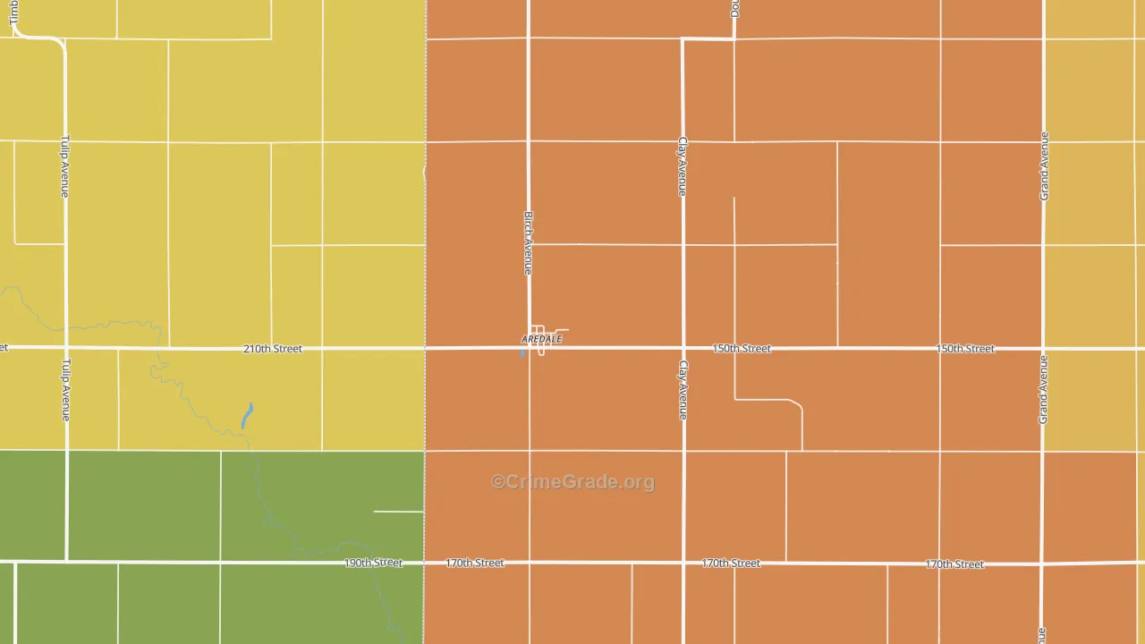 Aredale, IA Map of Arson Rates