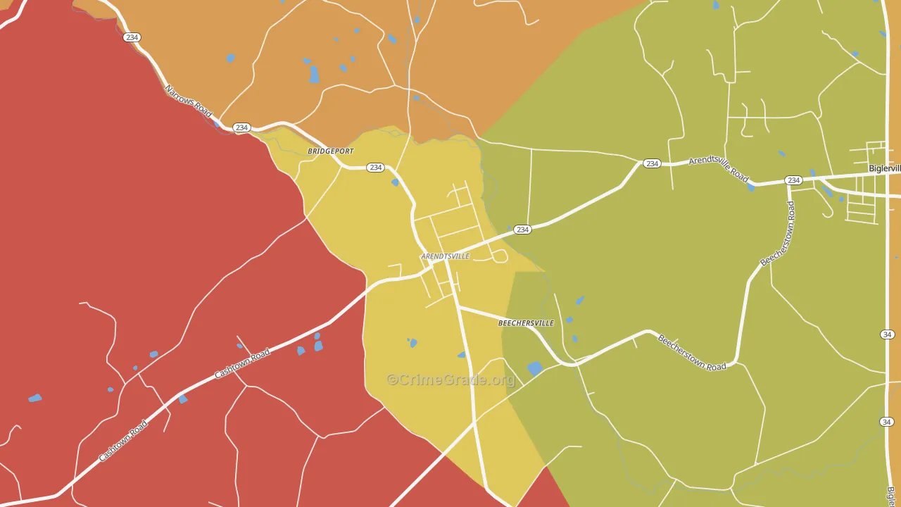 Arendtsville, PA Map of Arson Rates