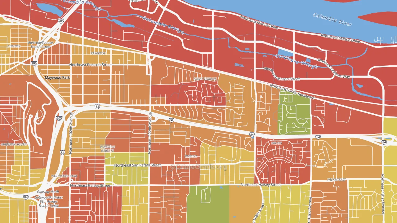 Argay, Portland, OR Map of Arson Rates