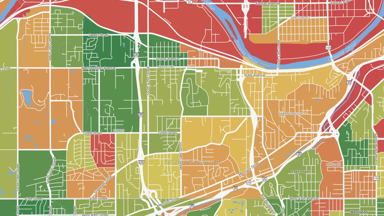 Argentine, Kansas City, KS Map of Arson Rates