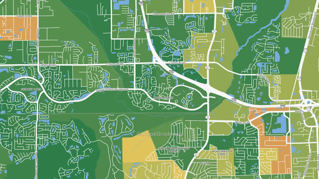 Argyle Forest, Jacksonville, FL Map of Arson Rates