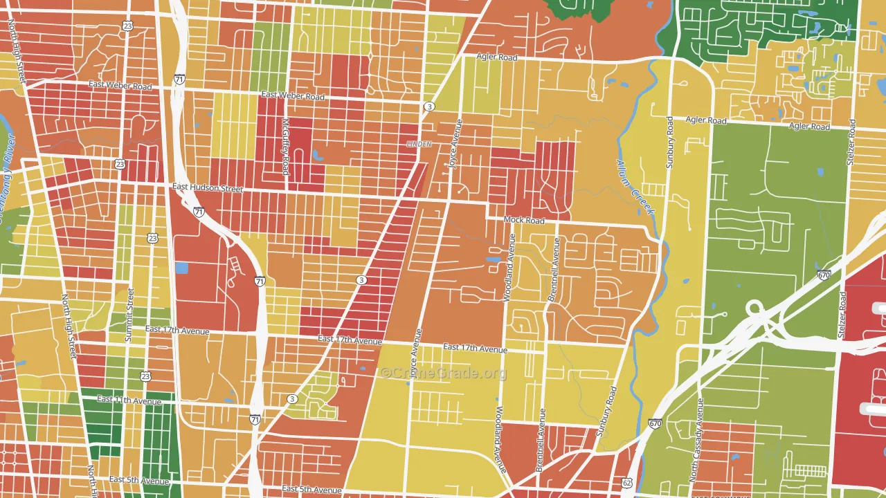 Argyle Park, Columbus, OH Map of Arson Rates