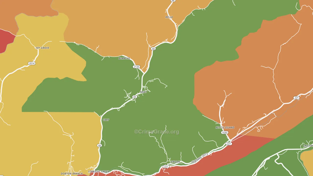 Arjay, KY Map of Arson Rates