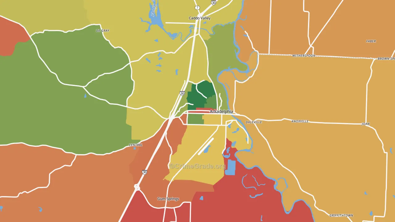 Arkadelphia, AR Map of Arson Rates