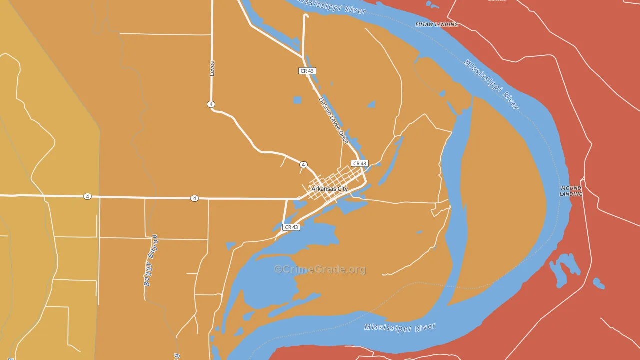 Arkansas City, AR Map of Arson Rates