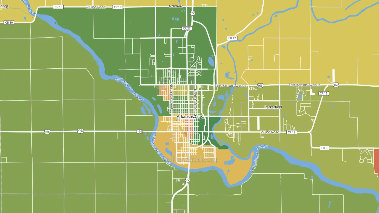 Arkansas City, KS Map of Arson Rates