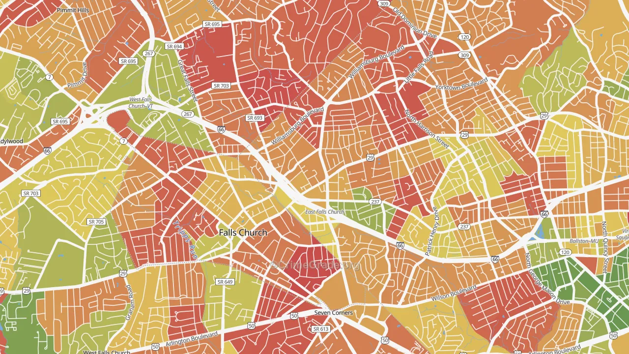 Arlington-East Falls, Arlington, VA Map of Arson Rates