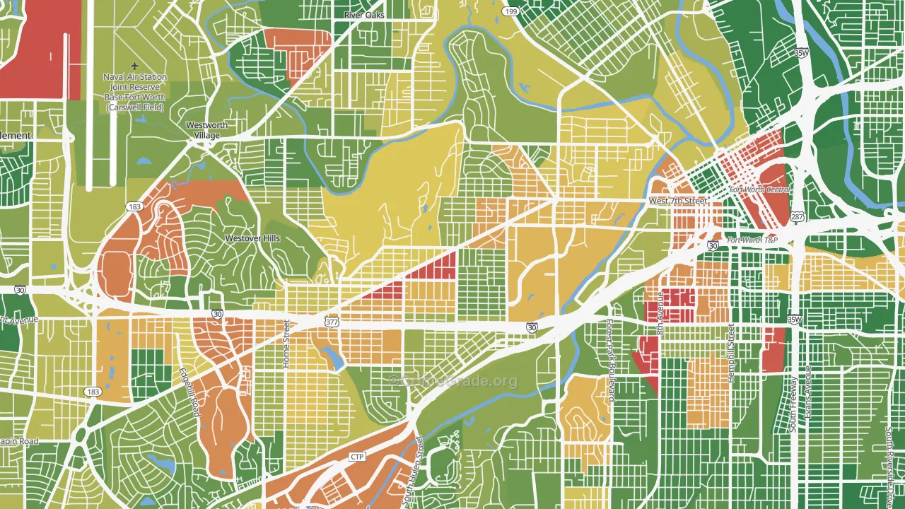Arlington Heights, Fort Worth, TX Map of Arson Rates