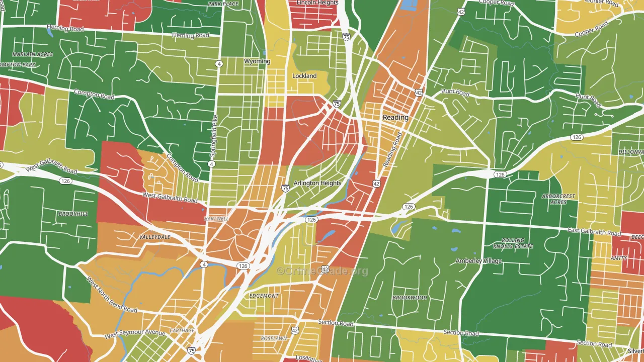 Arlington Heights, OH Map of Arson Rates