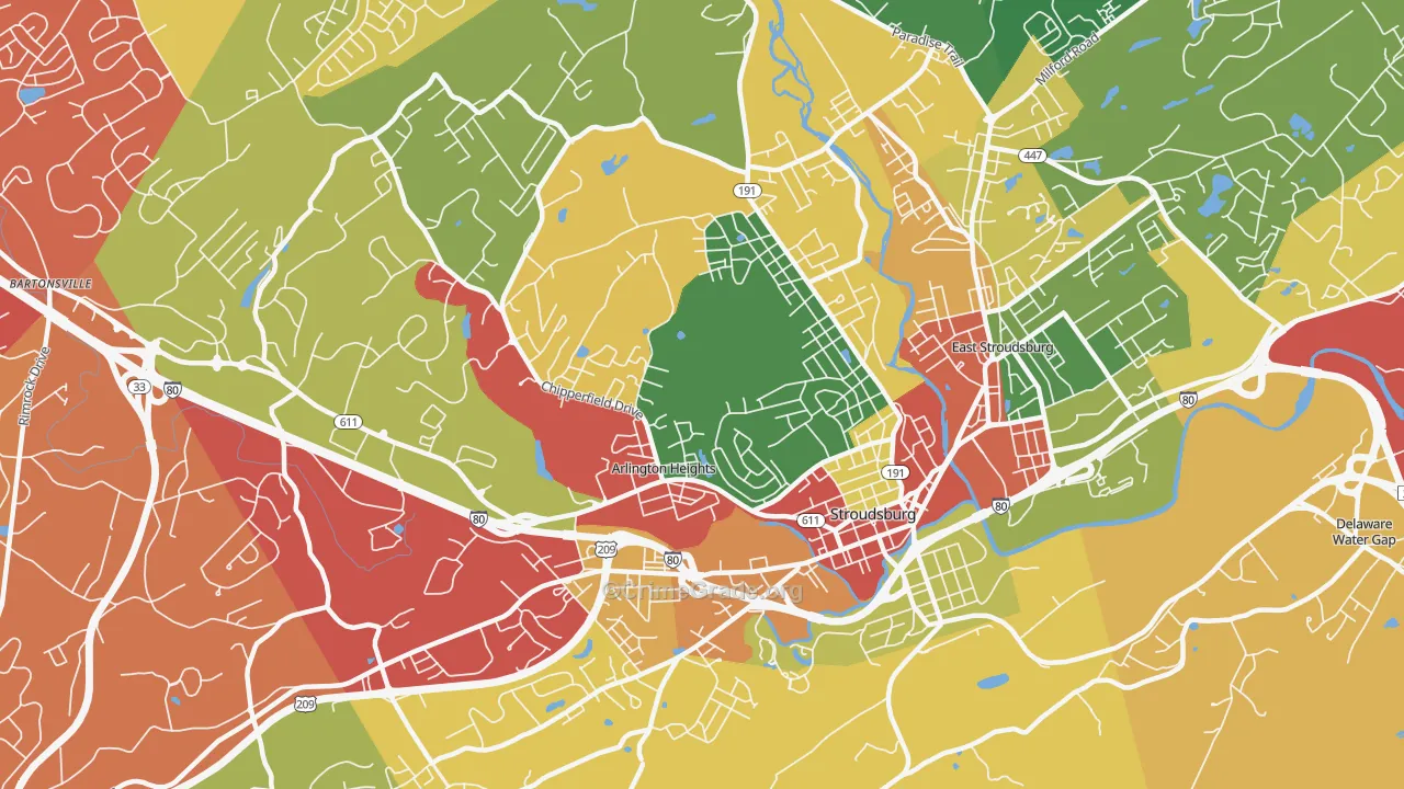 Arlington Heights, PA Map of Arson Rates