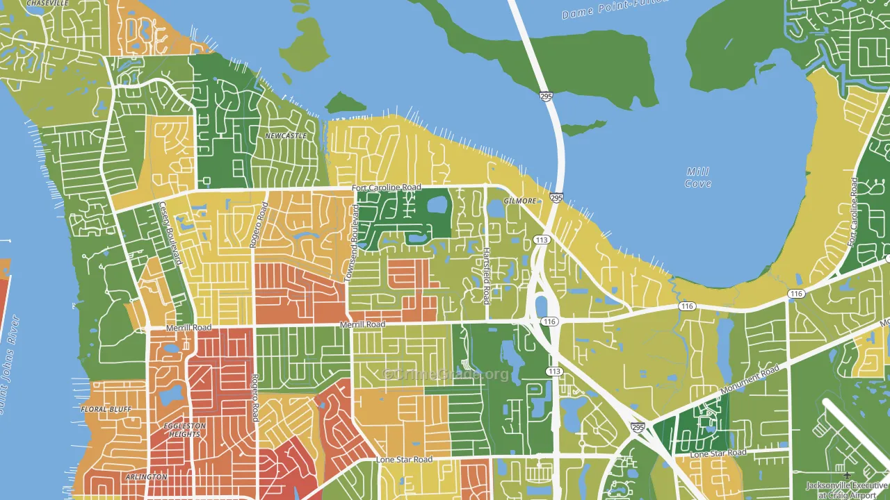 Arlington Hills, Jacksonville, FL Map of Arson Rates