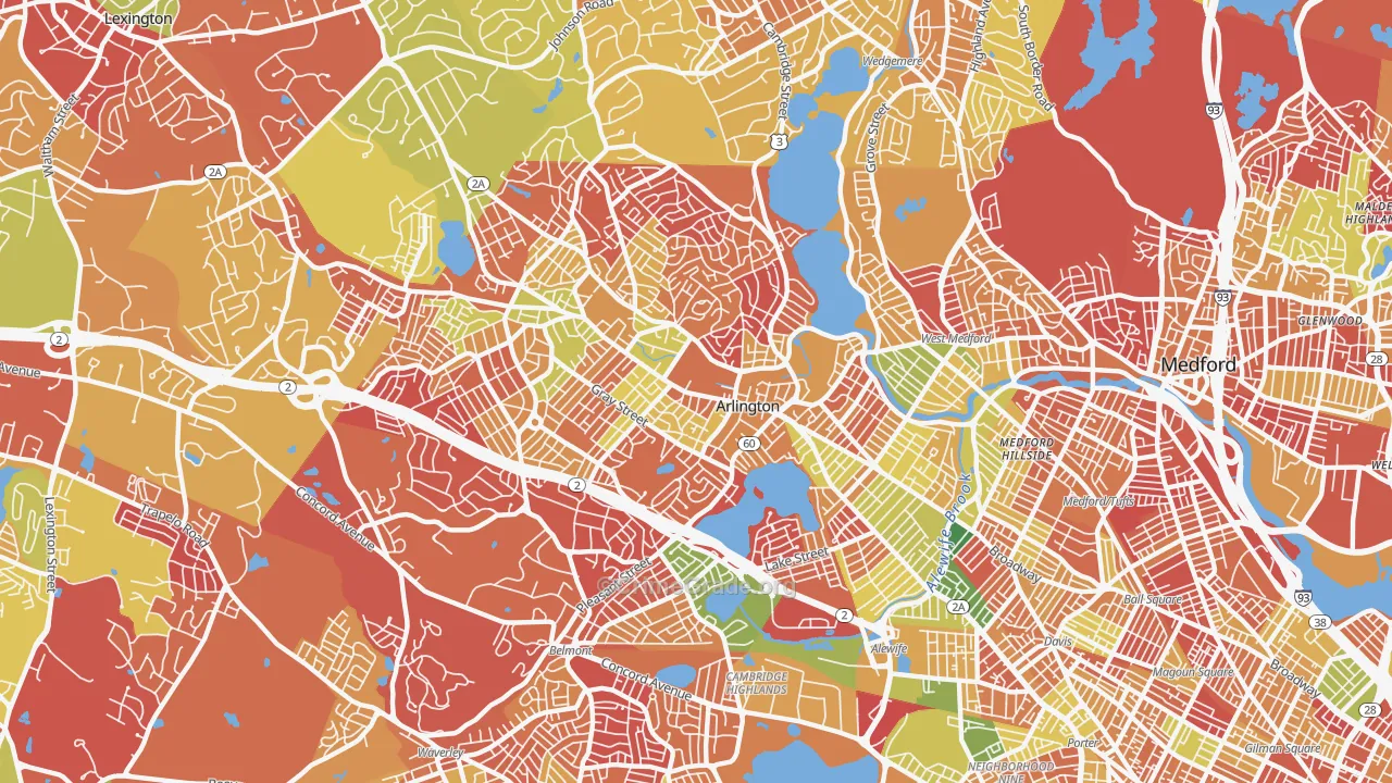 Arlington, MA Map of Arson Rates