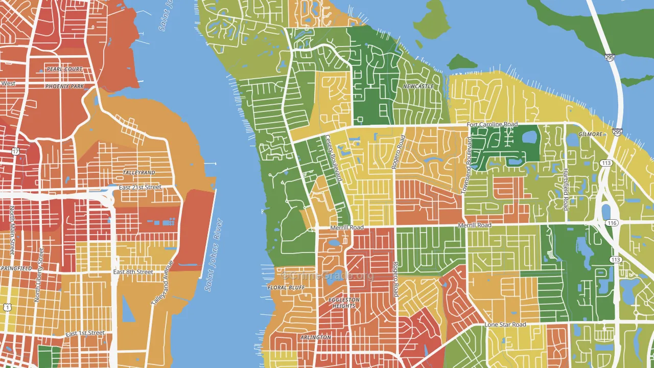 Arlington Manor, Jacksonville, FL Map of Arson Rates