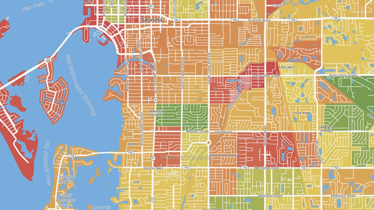 Arlington Park, Sarasota, FL Map of Arson Rates