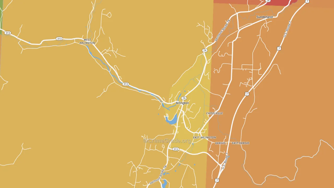 Arlington, VT Map of Arson Rates