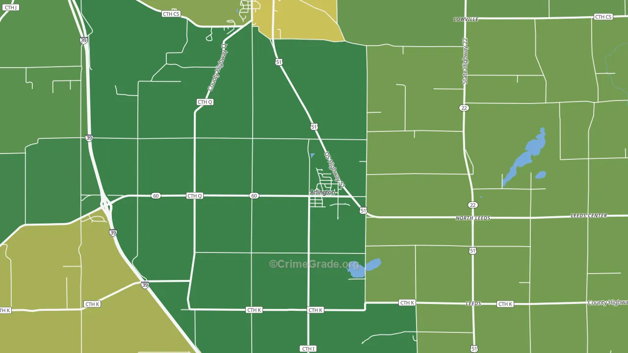 Arlington, WI Map of Arson Rates