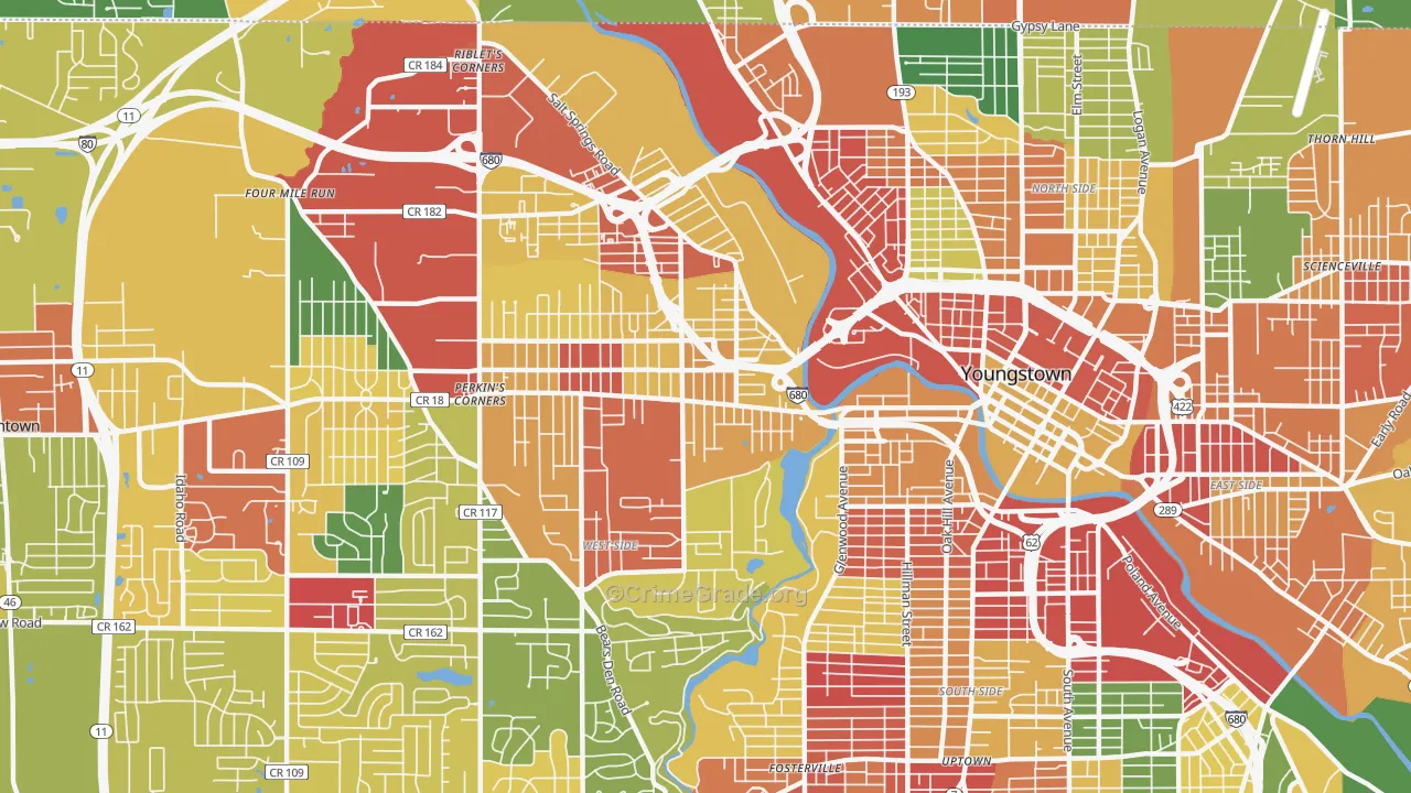 Arlington, Youngstown, OH Map of Arson Rates