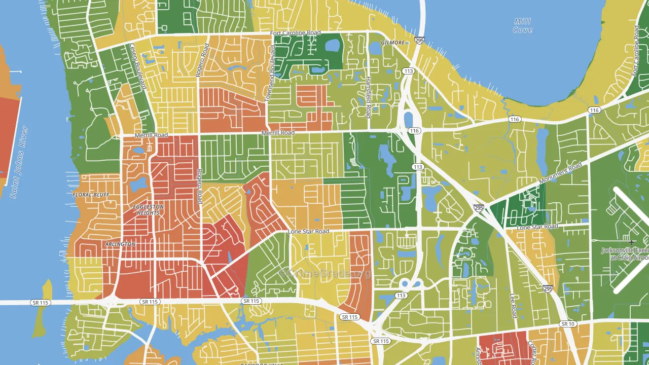 Arlingwood, Jacksonville, FL Map of Arson Rates