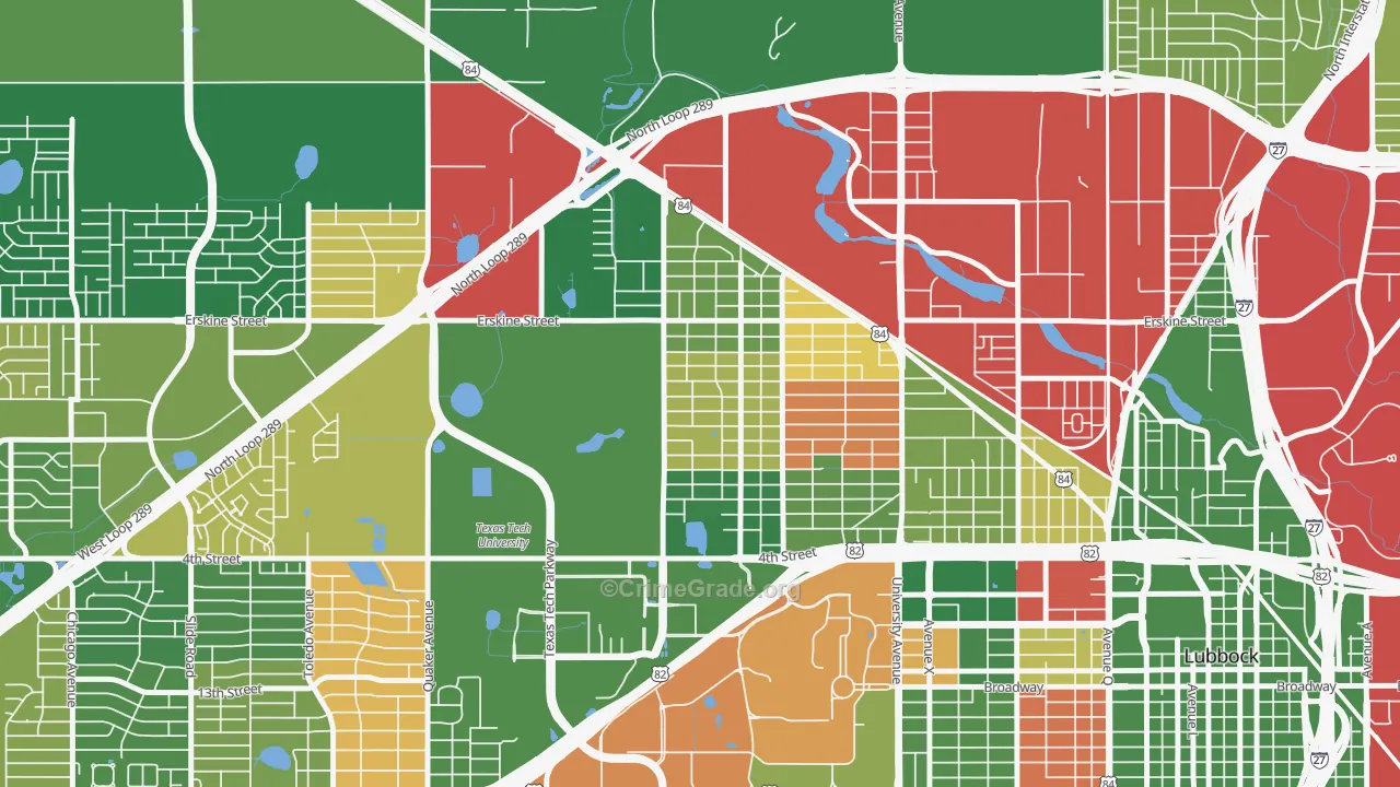 Arnett Benson, Lubbock, TX Map of Arson Rates