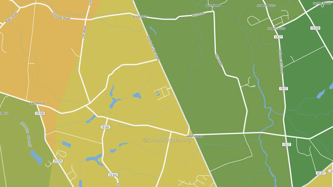 Arneytown, NJ Map of Arson Rates