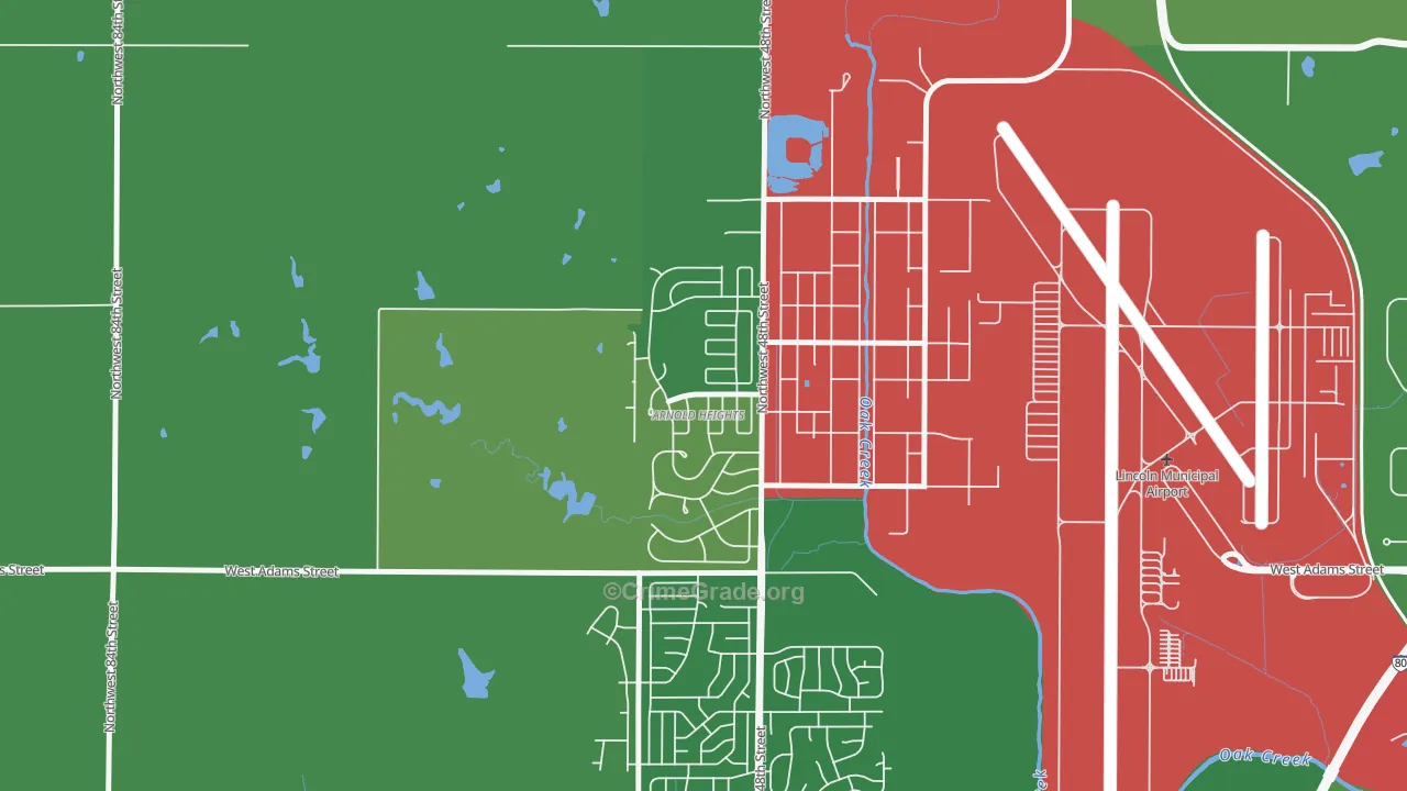 Arnold Heights, Lincoln, NE Map of Arson Rates