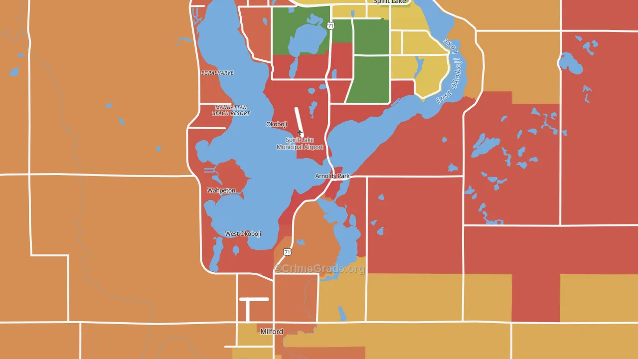 Arnolds Park, IA Map of Arson Rates