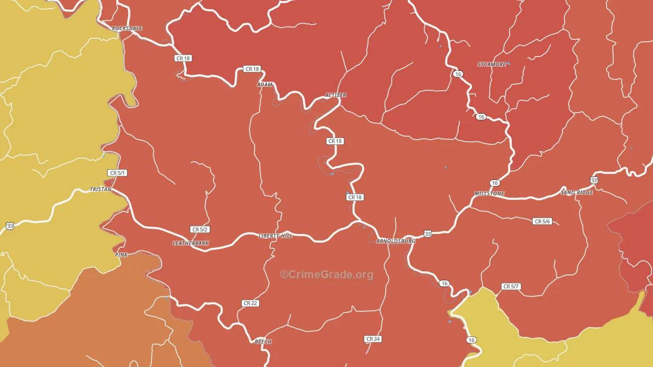 Arnoldsburg, WV Map of Arson Rates