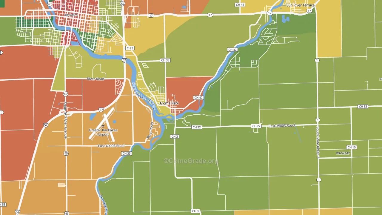 Aroma Park, IL Map of Arson Rates