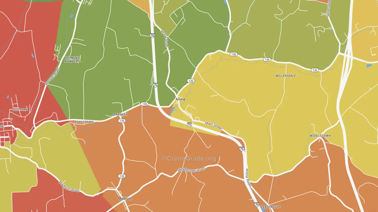 Arona, PA Map of Arson Rates