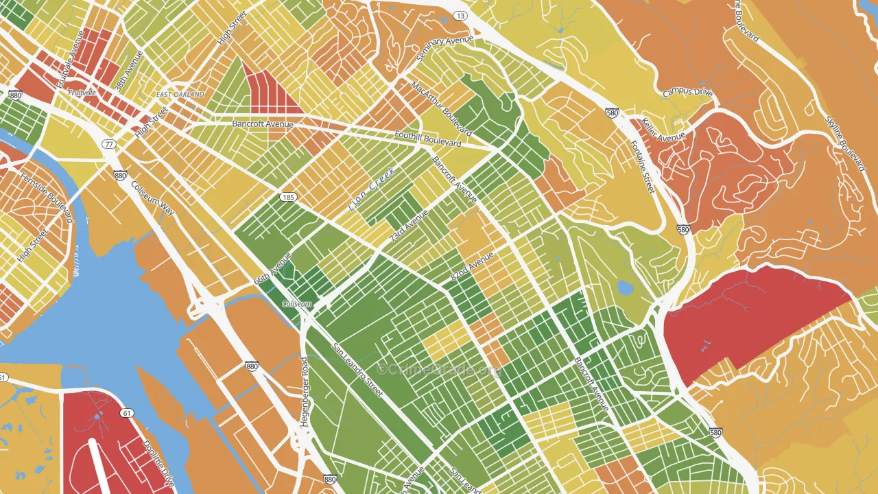 Arroyo Viejo, Oakland, CA Map of Arson Rates