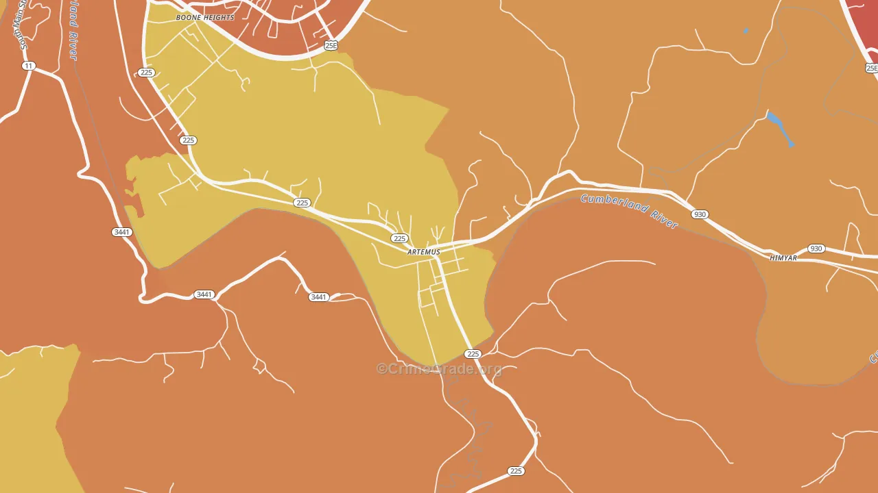 Artemus, KY Map of Arson Rates