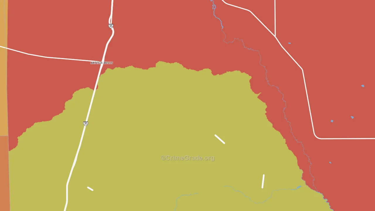 Artesia Wells, TX Map of Arson Rates