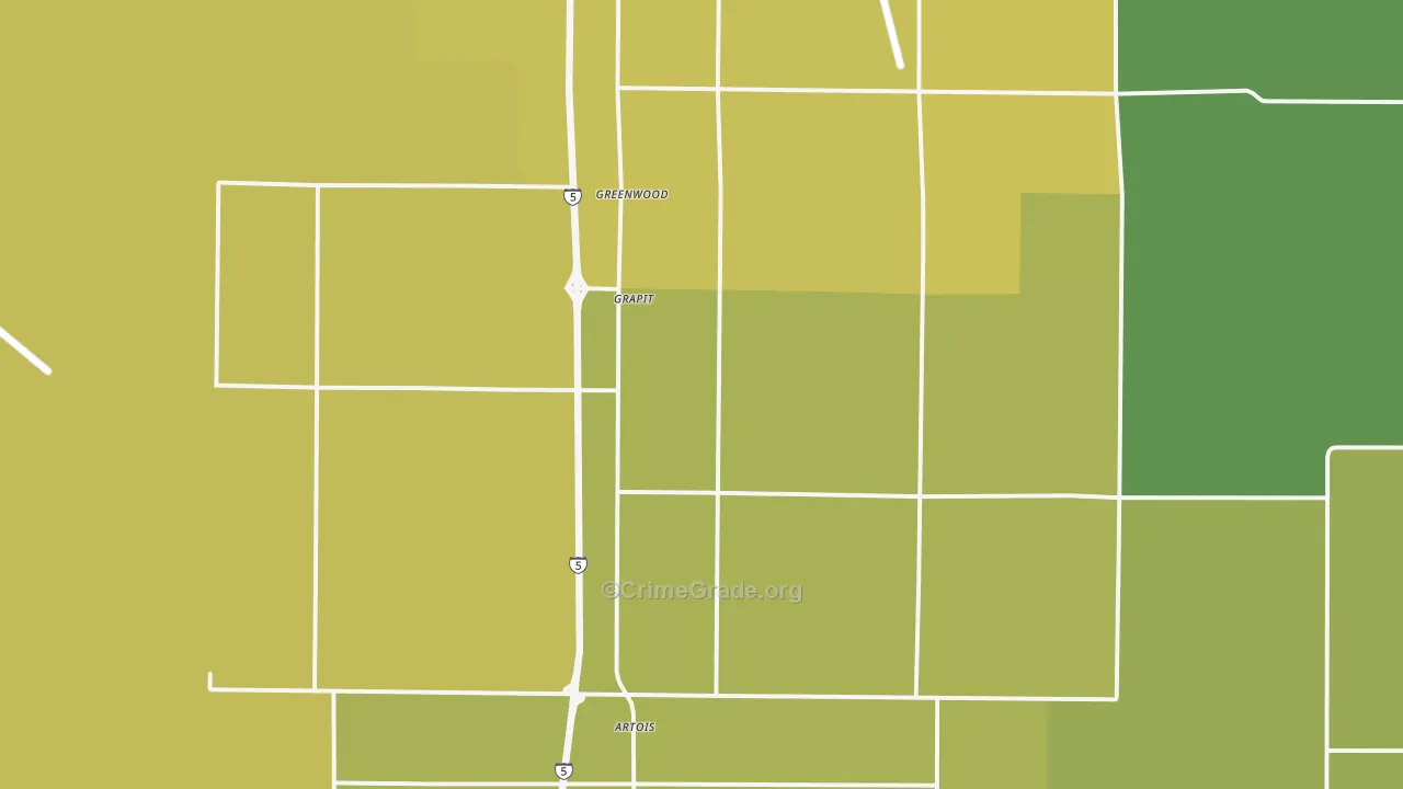 Artois, CA Map of Arson Rates