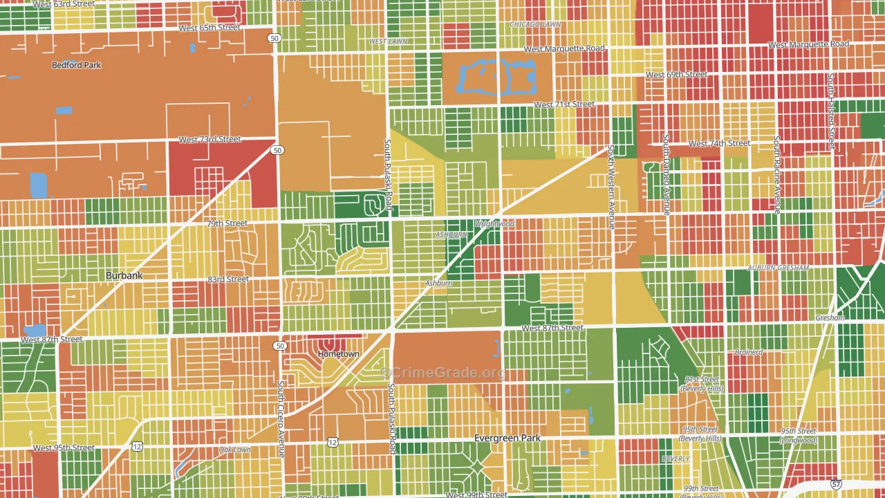 Ashburn, Chicago, IL Map of Arson Rates
